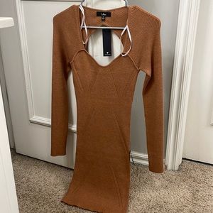 Womens knit short dress with long sleeves